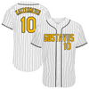 Custom White Black Pinstripe Gold Authentic Baseball Jersey