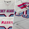 Custom White Light Blue-Pink Mesh Authentic Football Jersey