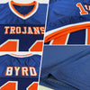 Custom Navy Orange-White Mesh Authentic Throwback Football Jersey