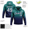 Custom Stitched Teal White-Navy Fade Fashion Sports Pullover Sweatshirt Hoodie