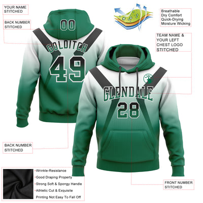 Custom Stitched White Black-Kelly Green Fade Fashion Arrow Sports Pullover Sweatshirt Hoodie