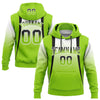 Custom Stitched White Black-Neon Green Fade Fashion Line Sports Pullover Sweatshirt Hoodie