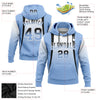 Custom Stitched White Black-Light Blue Fade Fashion Line Sports Pullover Sweatshirt Hoodie