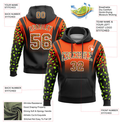 Custom Stitched Orange Black-White Fade Fashion Leopard Print Sports Pullover Sweatshirt Hoodie