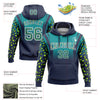 Custom Stitched Teal Navy-White Fade Fashion Leopard Print Sports Pullover Sweatshirt Hoodie