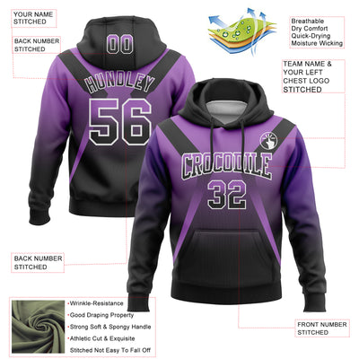 Custom Stitched Medium Purple Black-White Fade Fashion Arrow Sports Pullover Sweatshirt Hoodie