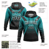 Custom Stitched Teal Black-White Fade Fashion Arrow Sports Pullover Sweatshirt Hoodie