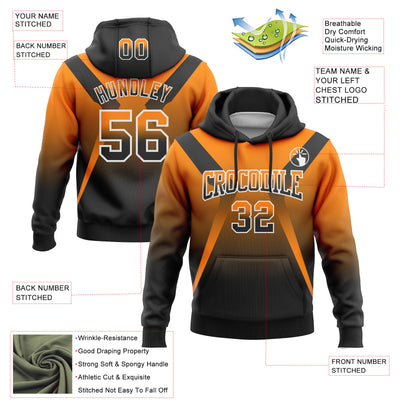 Custom Stitched Bay Orange Black-White Fade Fashion Arrow Sports Pullover Sweatshirt Hoodie