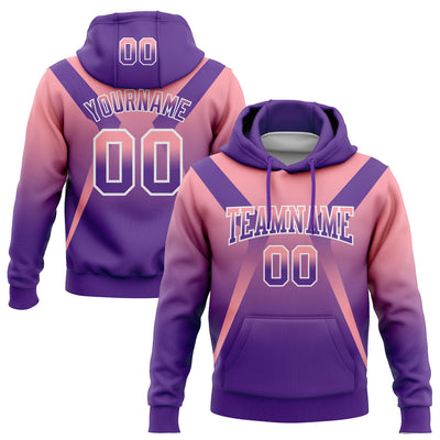 Custom Stitched Medium Pink Purple-White Fade Fashion Arrow Sports Pullover Sweatshirt Hoodie