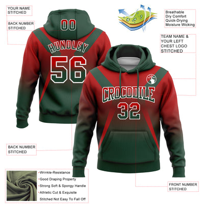 Custom Stitched Red Green-White Fade Fashion Arrow Sports Pullover Sweatshirt Hoodie