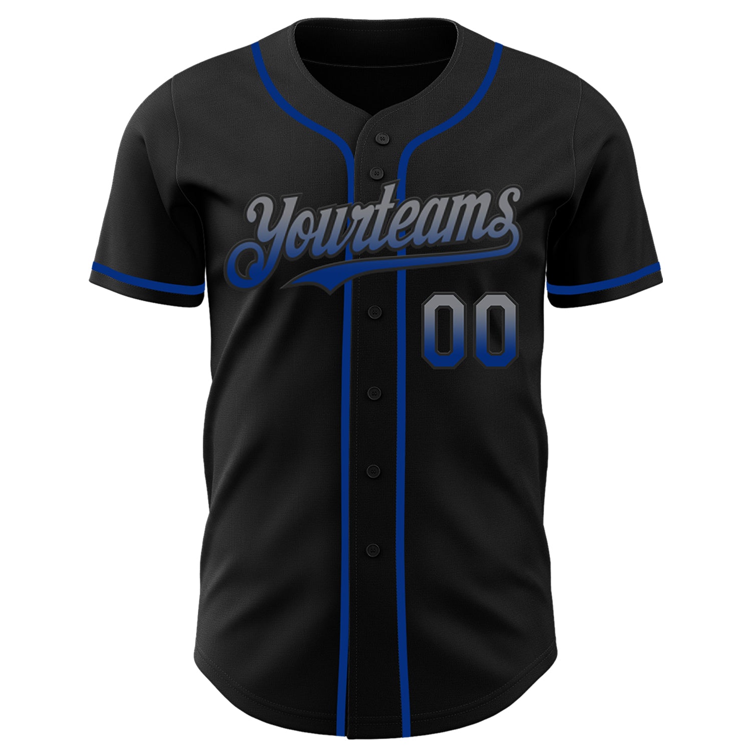 Custom Black Gray-Royal Authentic Fade Fashion Baseball Jersey