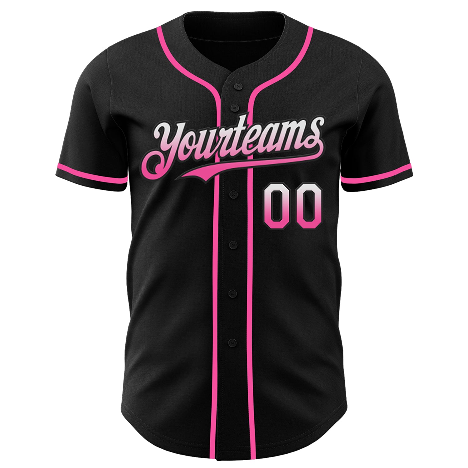 Custom Black White-Pink Authentic Fade Fashion Baseball Jersey