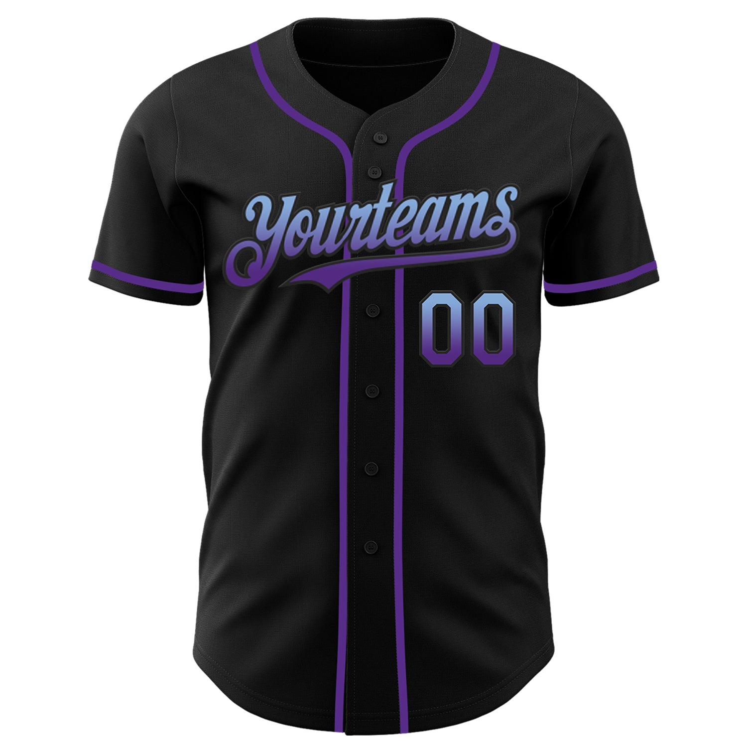 Custom Black Light Blue-Purple Authentic Fade Fashion Baseball Jersey