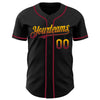 Custom Black Gold-Crimson Authentic Fade Fashion Baseball Jersey