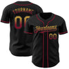 Custom Black Old Gold-Crimson Authentic Fade Fashion Baseball Jersey