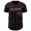 Custom Black Gray-Crimson Authentic Fade Fashion Baseball Jersey