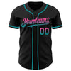 Custom Black Pink-Teal Authentic Fade Fashion Baseball Jersey