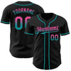 Custom Black Pink-Teal Authentic Fade Fashion Baseball Jersey