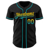 Custom Black Yellow-Teal Authentic Fade Fashion Baseball Jersey