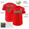 Custom Fire Red Green-White Authentic Baseball Jersey