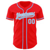 Custom Fire Red Light Blue-White Authentic Baseball Jersey