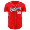 Custom Fire Red White-Black Authentic Baseball Jersey