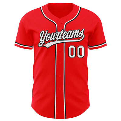 Custom Fire Red White-Black Authentic Baseball Jersey