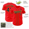 Custom Fire Red Navy-Yellow Authentic Baseball Jersey