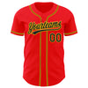 Custom Fire Red Black-Yellow Authentic Baseball Jersey