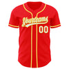 Custom Fire Red White-Yellow Authentic Baseball Jersey