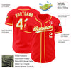 Custom Fire Red White-Yellow Authentic Baseball Jersey