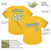 Custom Gold White-Green Mesh Authentic Throwback Baseball Jersey