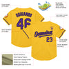 Custom Gold Purple-Black Mesh Authentic Throwback Baseball Jersey