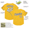 Custom Gold White-Navy Mesh Authentic Throwback Baseball Jersey