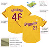 Custom Gold Crimson-White Mesh Authentic Throwback Baseball Jersey