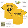 Custom Gold Black Mesh Authentic Throwback Baseball Jersey