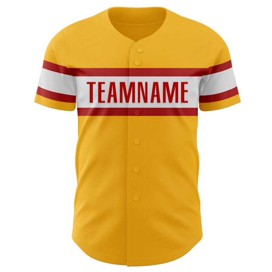 Custom Gold Red-White Authentic Baseball Jersey