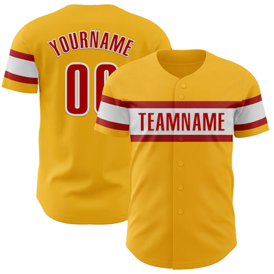 Custom Gold Red-White Authentic Baseball Jersey