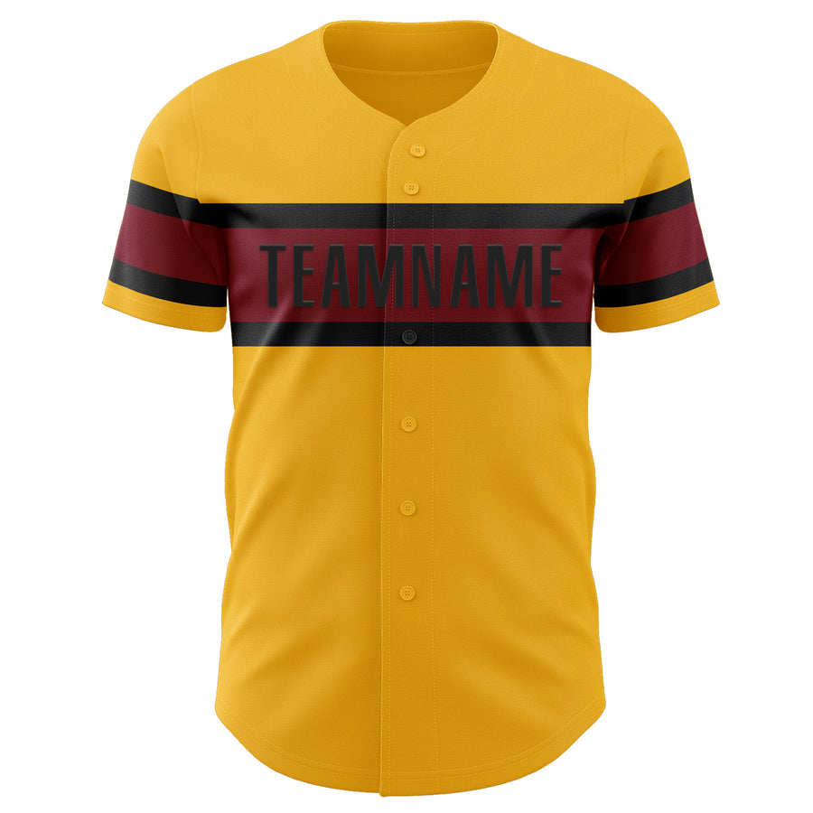 Custom Gold Crimson-Black Authentic Baseball Jersey