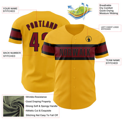 Custom Gold Crimson-Black Authentic Baseball Jersey