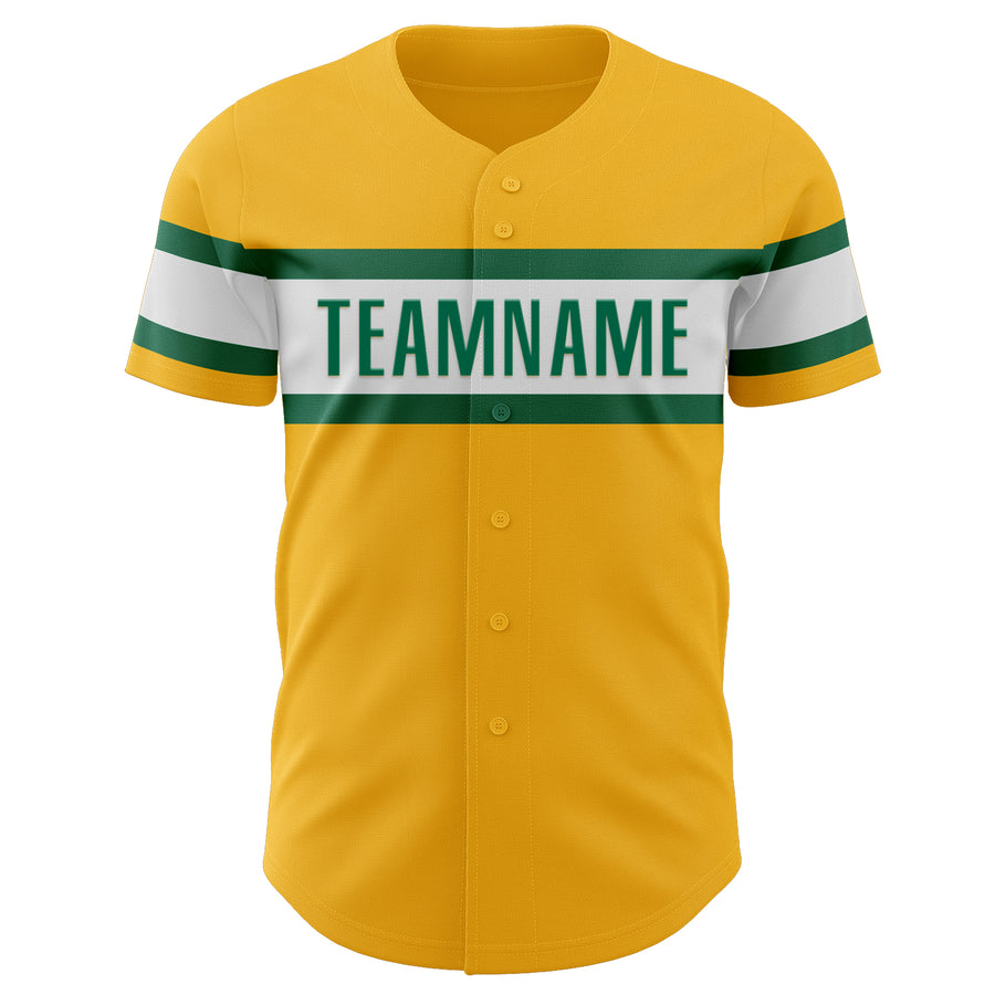 Custom Gold Kelly Green-White Authentic Baseball Jersey