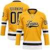 Custom Gold Black-White Hockey Lace Neck Jersey