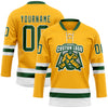 Custom Gold Green-White Hockey Lace Neck Jersey