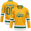 Custom Gold Kelly Green-White Hockey Lace Neck Jersey