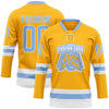 Custom Gold Light Blue-White Hockey Lace Neck Jersey