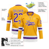 Custom Gold Purple-White Hockey Lace Neck Jersey