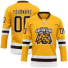 Custom Gold Brown-White Hockey Lace Neck Jersey