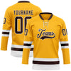 Custom Gold Brown-White Hockey Lace Neck Jersey