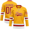 Custom Gold Red-White Hockey Lace Neck Jersey