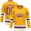 Custom Gold Burgundy-White Hockey Lace Neck Jersey